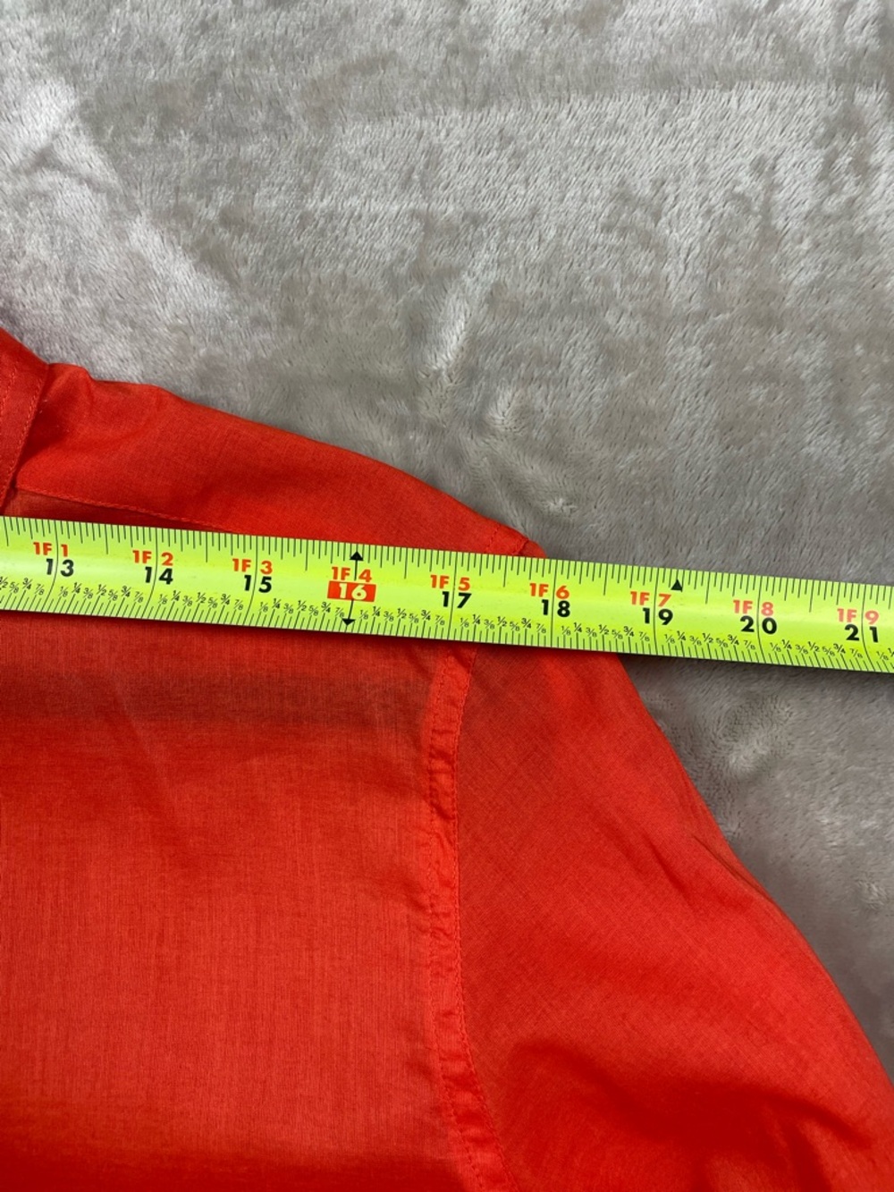 Chico's Button Up Lightweight Orange 100% Cotton 3/4 Sleeve/Roll up sleeve - Picture 6 of 9